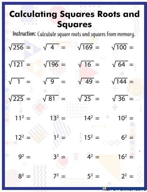 6 digit square root questions|Square Root Worksheets .